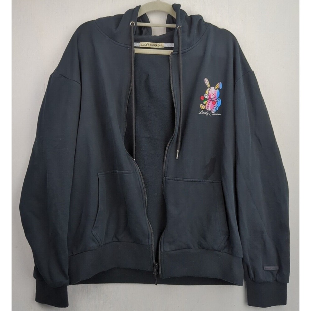 BKYS Lucky Charm Unisex Zip Hoodie  Sweater Size XL‎ Embroidered Bunny Zombunnie - Picture 3 of 8